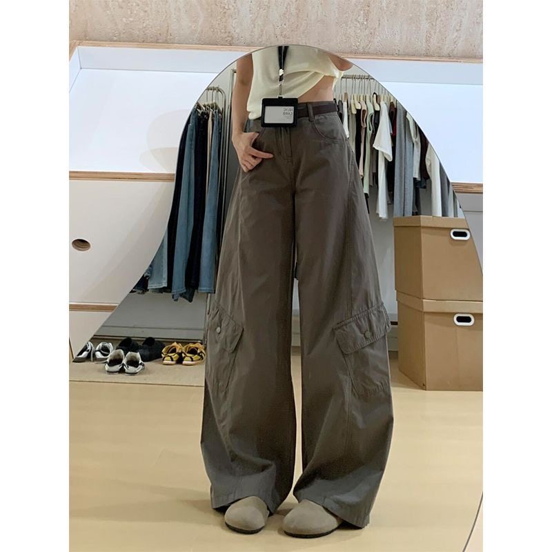 小个子弯刀阔腿牛仔裤美式复古百搭145CM高腰宽松直筒休闲工装裤