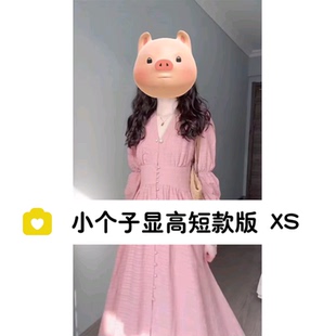 150小个子春装女2024年新款女早春高级感V领收腰绝美高级连衣裙xs