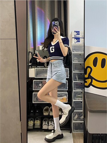 牛仔短裤小个子显高150xxs码
