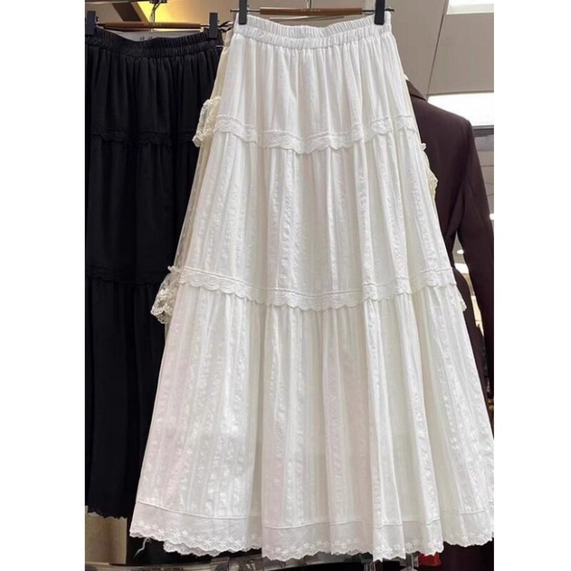 小个子150白色刺绣花边半身裙女2026早春法式小众A字蛋糕裙长裙xs