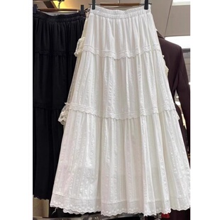 小个子150白色刺绣花边半身裙女2026早春法式 小众A字蛋糕裙长裙xs
