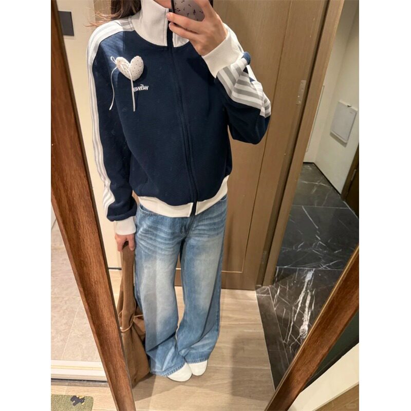 小个子美式折痕水洗宽松阔腿牛仔裤秋季新款高腰显瘦直筒拖地裤女
