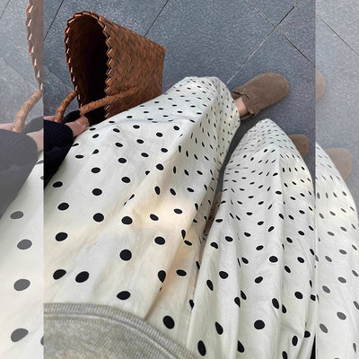 小个子145高腰显瘦米白色波点九分裤日系设计感凉凉哈伦裤女夏季