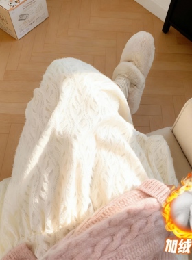 小矮个子蕾丝半身裙加绒垂感显高145CM高腰中长款a字蛋糕伞裙XS女