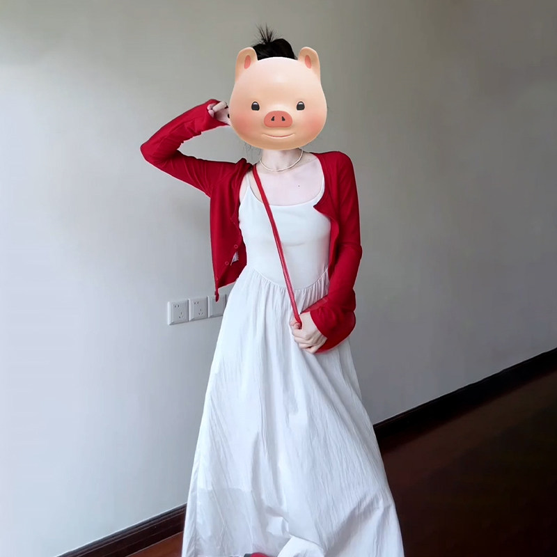 小矮个子150开春韩系白色吊带裙显瘦收腰连衣裙初恋大摆裙长裙xs