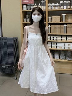 145小矮个子吊带连衣裙女150显高穿搭配收腰显瘦法式初恋中长裙xs