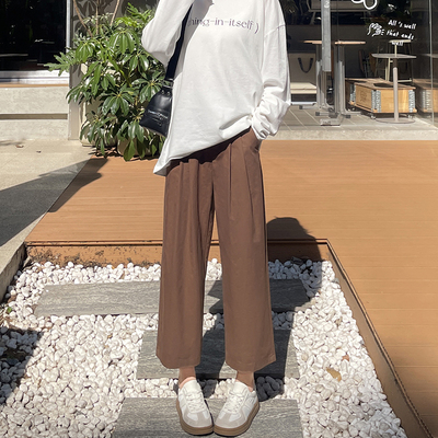 矮小个子薄款宽松休闲裤减龄百搭150cm显高高腰直筒九分裤长裤XS