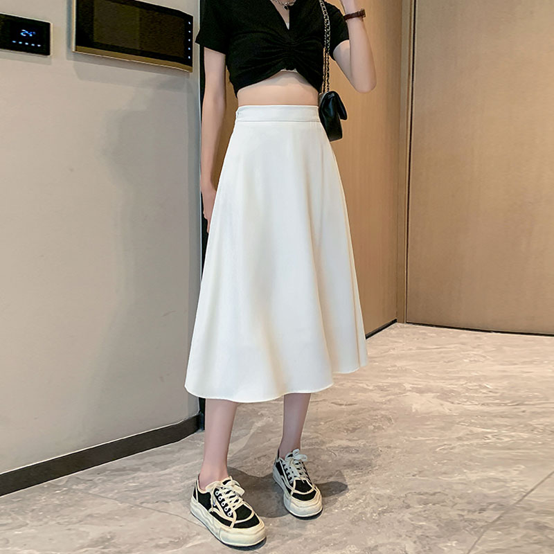 145cm矮小个子西装白色半身裙显高高腰A字裙减龄百搭中长裙女夏XS