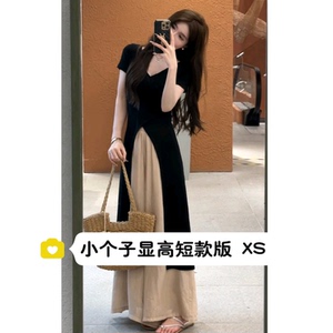 150小个子法式高级V领修身中长款宽松慵懒阔腿长裤百搭设计两件套