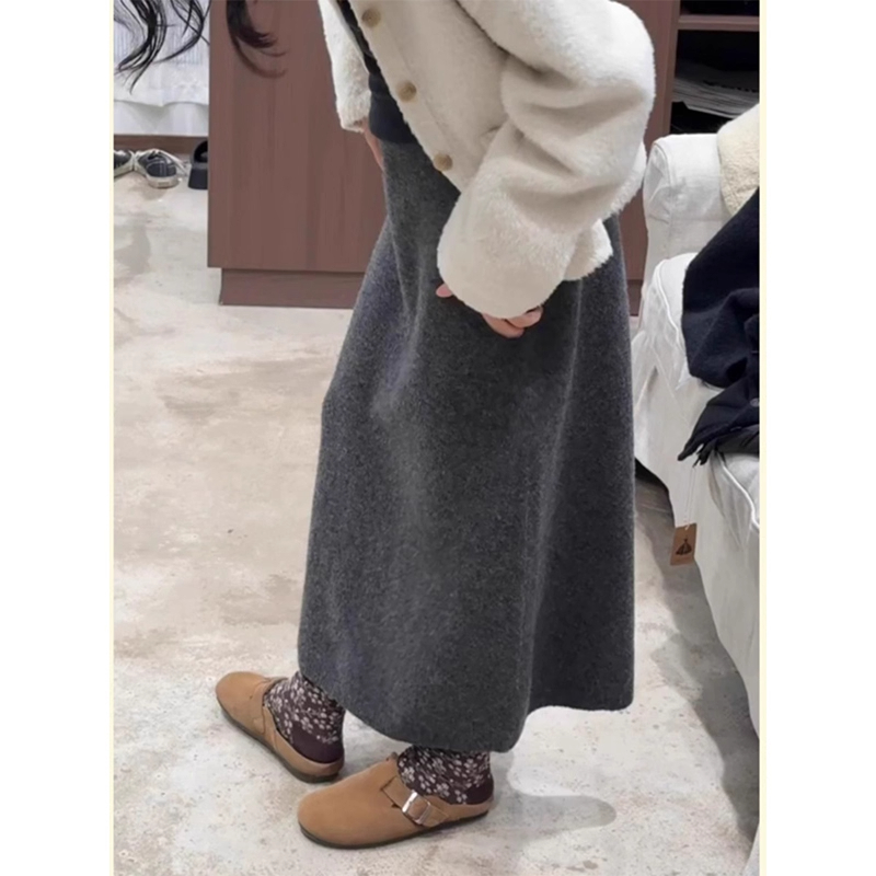 秋冬新款145CM针织糯米长款半裙半身裙小个子直筒包臀一步a字裙XS