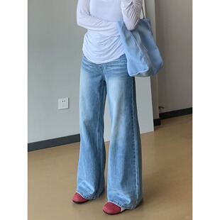 女XS 宽松145CM高腰显瘦直筒拖地裤 小个子美式 辣妹牛仔阔腿牛仔裤