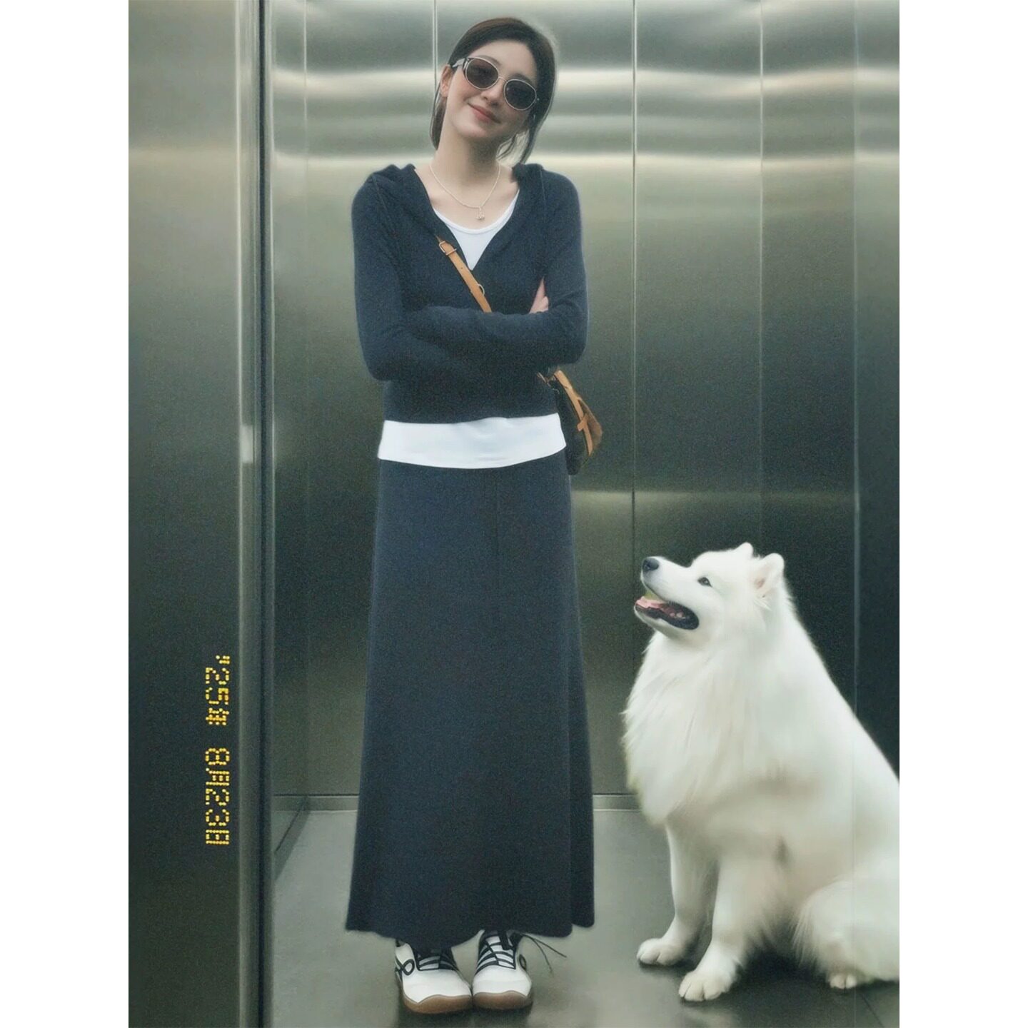 小个子韩系假两件连帽撞色卫衣150CM半身裙套装运动风两件套XS女