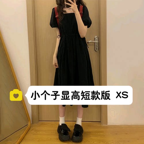 小个子茶歇法式泡泡袖连衣裙xs