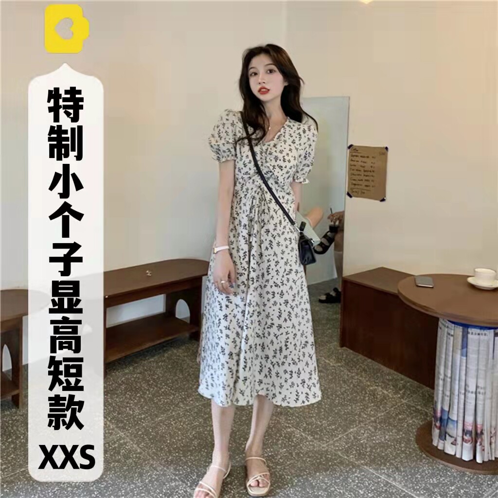 145小个子显高碎花连衣裙中长裙