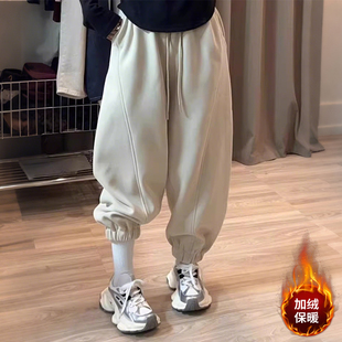 小矮个子高腰宽松束脚裤加绒保暖150CM灯笼裤百搭运动休闲哈伦裤