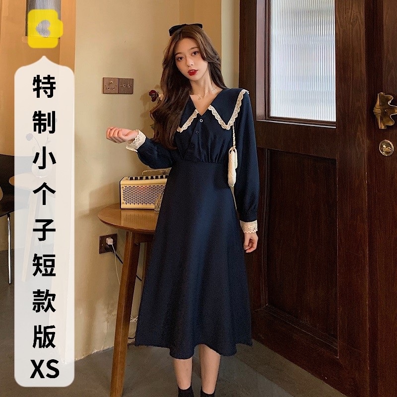 小个子显高V领娃娃领桔梗裙女XS