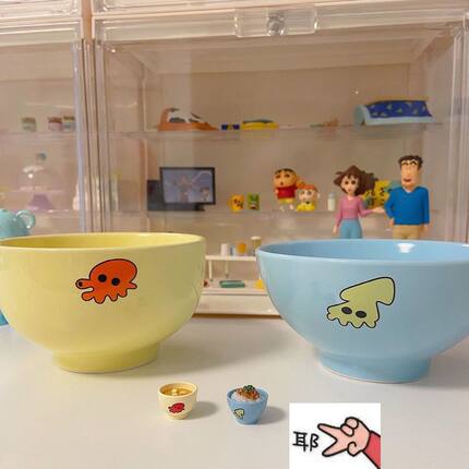 蜡笔小新同款陶瓷餐具套装可爱卡通饭碗盘子杯子