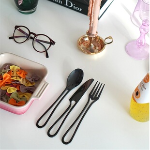 韩国INS风SUS304不锈钢西餐甜品主餐刀子叉子勺子刀叉勺套装