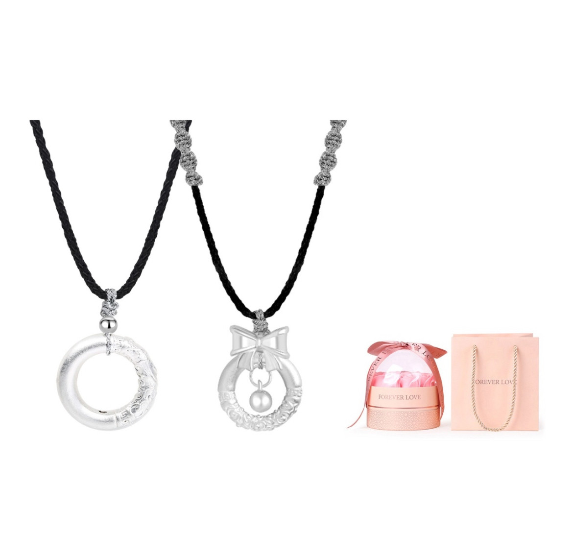 OGDAID蝴蝶结平安扣 在逃公主铃销 编织绳转运S999纯银项链情侣款