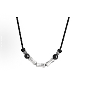 银千惠中式 竹报平安竹韵竹节锁骨链前程似锦编绳百搭999银项链男