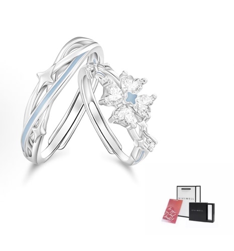 流星四叶草荆棘夜光对戒共度爱河精致轻奢氛围感戒情侣戒指