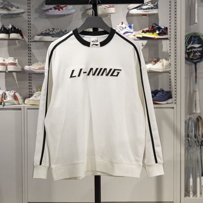 李宁卫衣男女同款2024春季新款美式宽松休闲圆领套头卫衣AWDU917