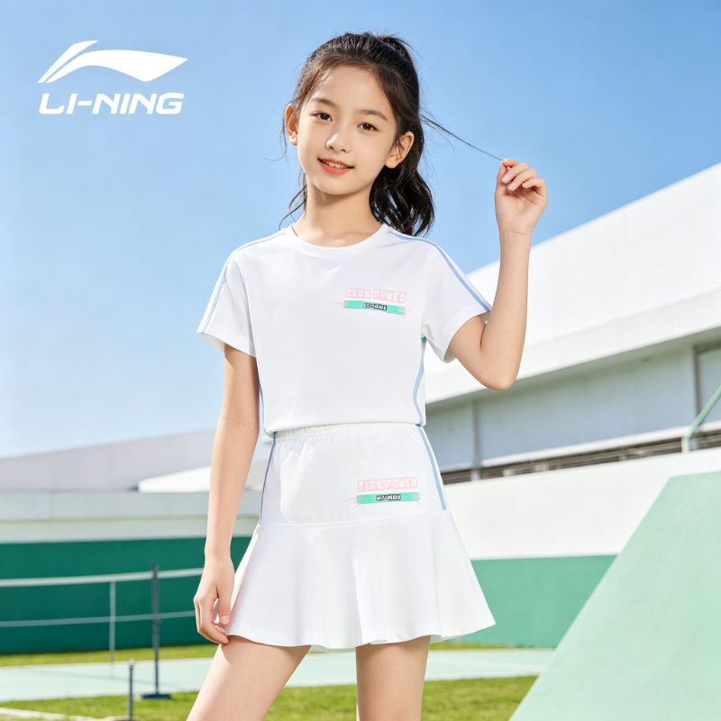 李宁裤裙女大童夏季新款运动风日常简约透气舒适运动裤裙YSKT050