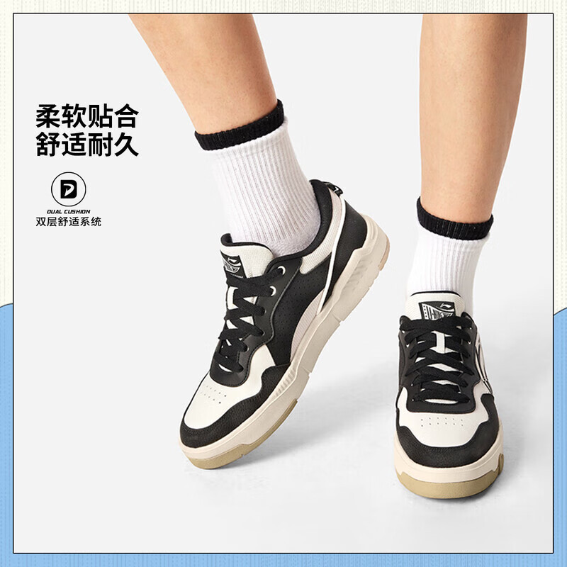李宁COMMON 80S男子板鞋2025秋季反光舒适软弹经典休闲鞋AGCV207