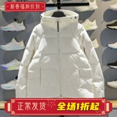 防泼水鸭绒保暖连帽外套AYMV198 新款 李宁短款 羽绒服女子2025冬季