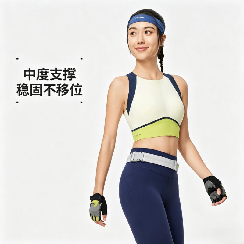李宁女子运动文胸春秋季款健身系列舒适弹力瑜伽运动内衣AUBU012