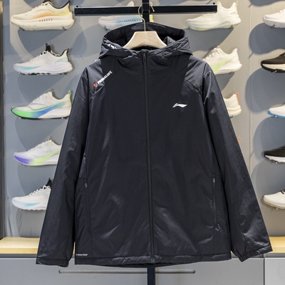 李宁短棉服男子2025秋季新款健身系列防泼水保暖连帽外套AJMV157