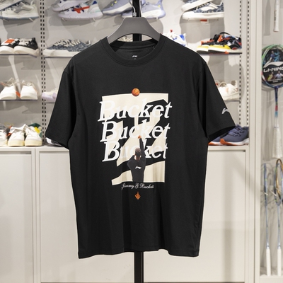 李宁短袖男子宽松短袖文化衫