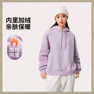 李宁正品冬季加绒保暖宽松运动潮流系列女子套头连帽卫衣 AWDU452