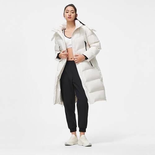 李宁羽绒服女冬跑训系列时尚舒适保暖宽松休闲长羽绒服 AYMT100