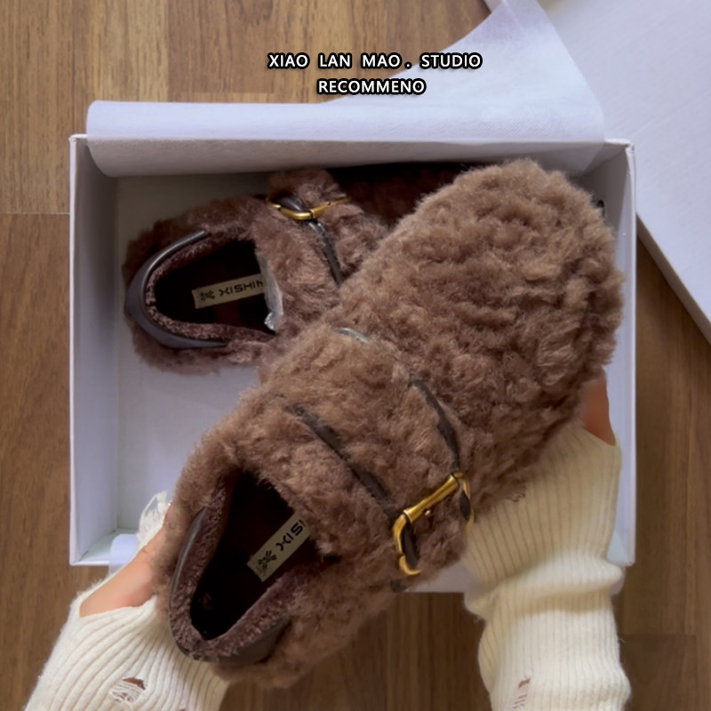 羊羔毛毛鞋女秋冬季外穿2025新款