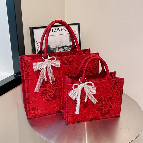 红色结婚新娘包大容量手提购物袋