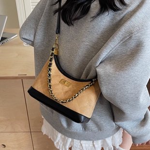 小香风菱格链条包女2026新款高级感通勤单肩腋下月牙包百搭斜挎包
