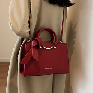 高级质感小众红色包包女2026新款婚包大容量托特包结婚新娘手提包