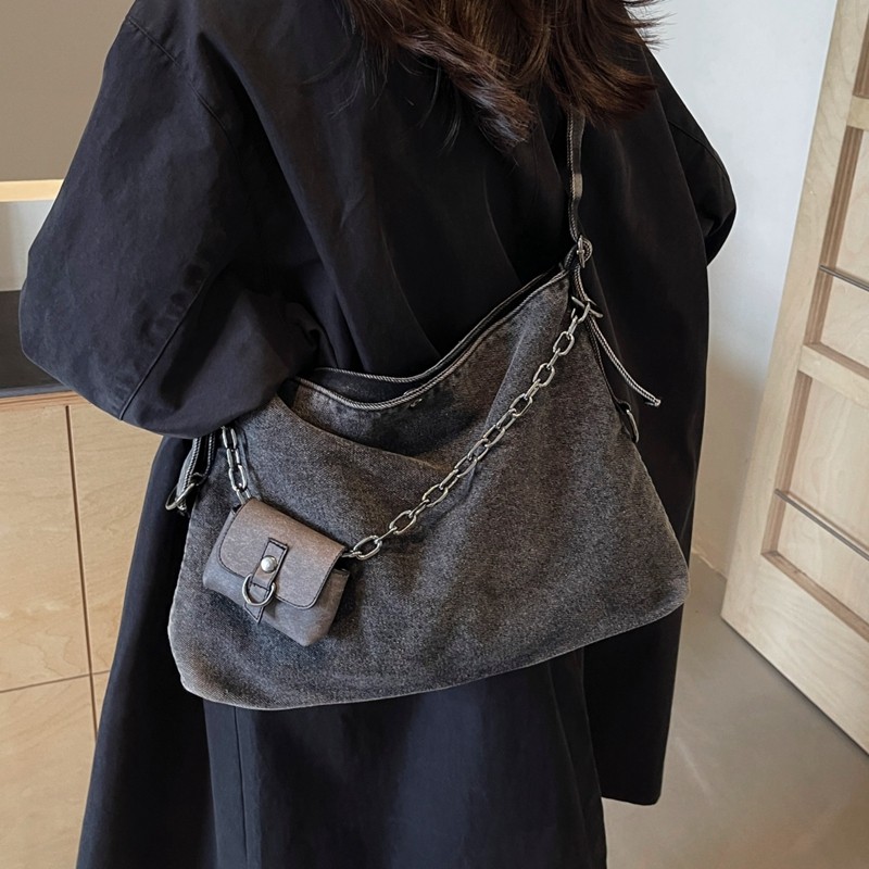 休闲大容量包包女士2025新款秋冬时尚牛仔布托特包通勤单肩斜挎包,箱包皮具/热销女包/男包,通用款女包,淘宝优惠券,粉丝福利购,淘宝优惠卷