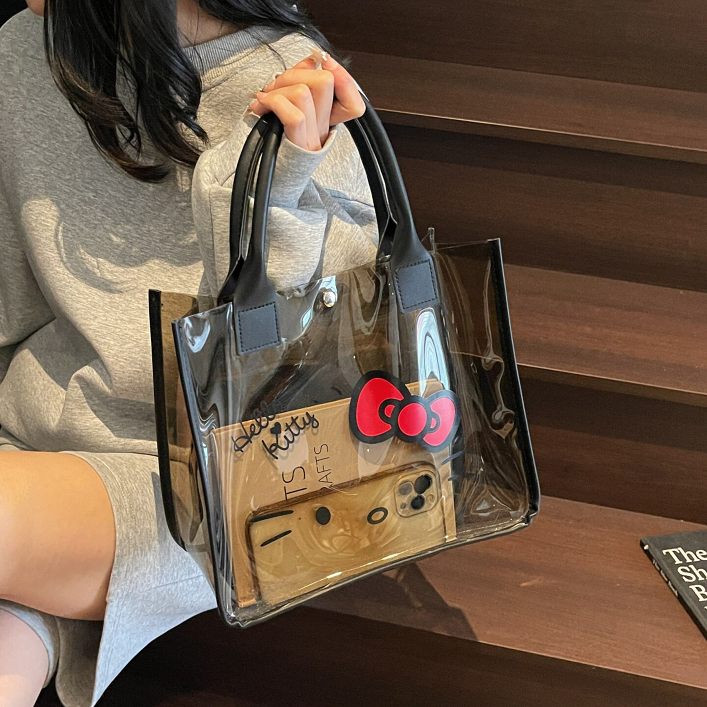 PVC透明果冻包女包卡通托特包海边度假沙滩包便携手提洗漱化妆包