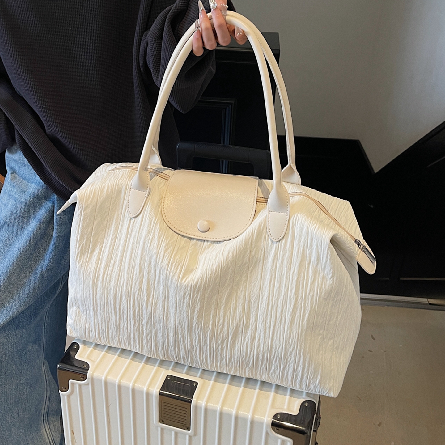 大容量短途出差通勤旅游旅行包轻便时尚行李包单肩手提袋健身包女