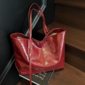 红色大包包女式 2026新款 喜庆结婚新娘包高级质感大容量单肩托特包