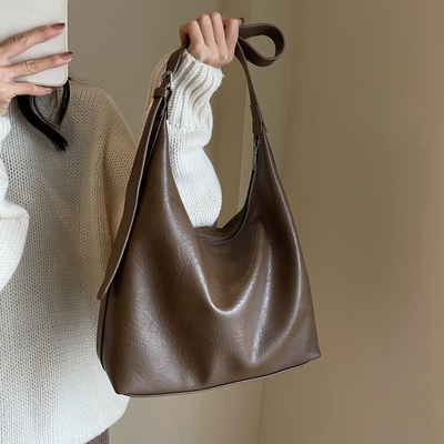简约复古大容量单肩斜挎托特包