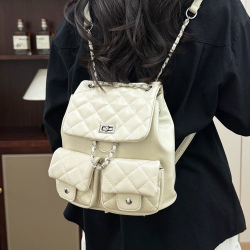 小香风菱格链条双肩包旅行背包