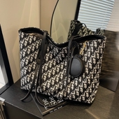 高级感大容量包包女时尚 通勤托特包手提购物袋 流行单肩帆布包夏季