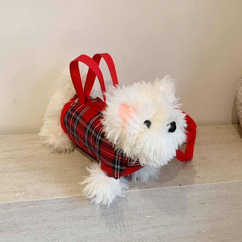 可爱流行毛绒玩偶小狗斜挎包