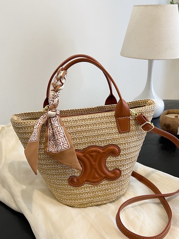 Trendy Luxury Straw Woven Bag For Women 2025 New Arrival Beach Vacation Crossbody Bag Woven Handbag Basket