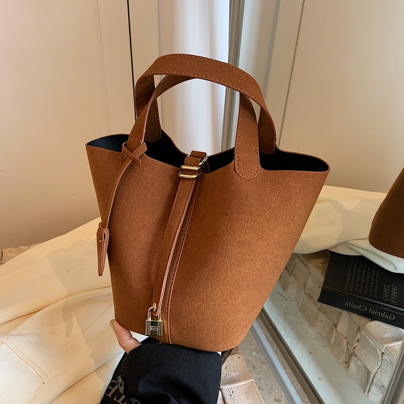 复古磨砂菜篮子包包女2025年秋冬高级感流行大容量百搭手提水桶包,箱包皮具/热销女包/男包,通用款女包,淘宝优惠券,粉丝福利购,淘宝优惠卷