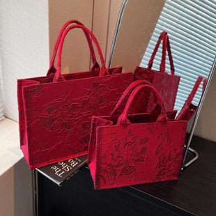 新中式国风红色包包女2026新款大容量喜庆结婚新娘包收礼金手提袋