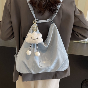 休闲旅行双肩包女2026新款 单肩包大容量斜挎托特包多用背包 潮时尚